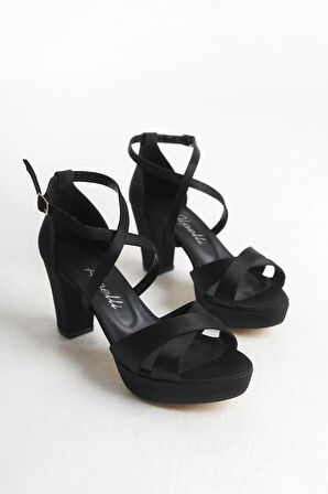 Siyah Çapraza Çapraz Abiye Ayakkabi