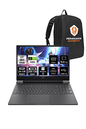 HP Victus 15 i5 12500H 24GB 256GB SSD RTX4060/8GB 144Hz 15.6'' FHD W11H Gaming Laptop & PER4 ÇANTA