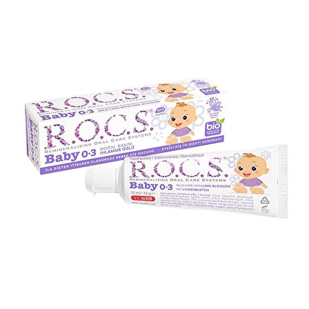 ROCS Baby  0-3 Yaş Diş Macunu Florürsüz (Yutulabilir) - Ihlamur Özlü 35ml