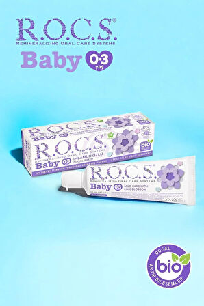 ROCS Baby  0-3 Yaş Diş Macunu Florürsüz (Yutulabilir) - Ihlamur Özlü 35ml