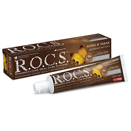 ROCS Kahve &amp;Tütün Lekelere Karşı Diş Macunu (Flörürsüz) 60ml.