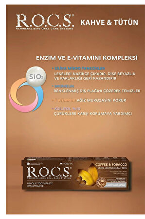 ROCS Kahve &amp;Tütün Lekelere Karşı Diş Macunu (Flörürsüz) 60ml.