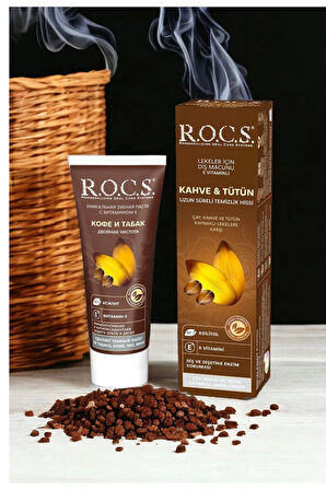 ROCS Kahve &amp;Tütün Lekelere Karşı Diş Macunu (Flörürsüz) 60ml.