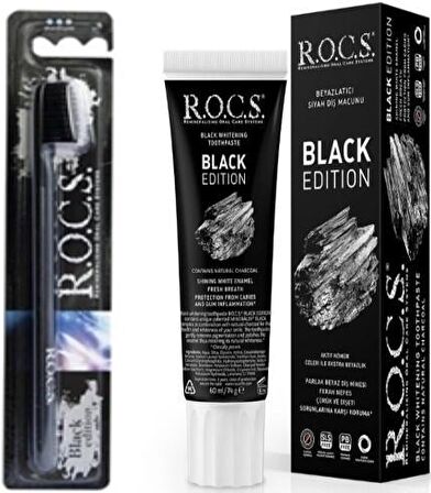 R.O.C.S. Black Edition Kömür Aromalı Beyazlatma Diş Macunu 60 ml & Diş Fırçası 