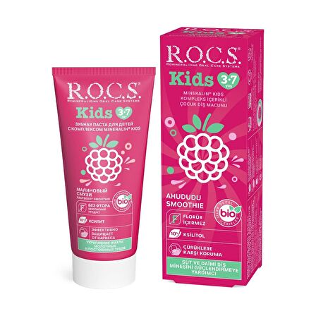 Rocs Kids 3-7 Yaş Ahududu Smoothıe Tadında Florürsüz Diş Macunu 35 ml