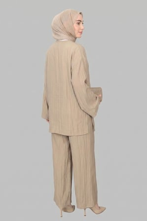 Taş Norshen Kadın Bağlamalı Kimono & Bol Paça Pantolon - Takım