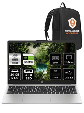 HP 250 G10 Intel Core i5 1335U 20GB RAM 2TB SSD MX550 15.6'' FHD FDOS 8A539EA & PER4 ÇANTA