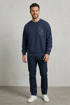 Erkek standart fit Yuvarlak Yaka Sweatshirt - Günlük & Streetwear kLacivert / XL