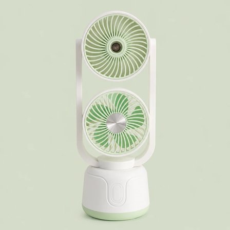 BakGelAl Çift Fanlı Buhar Püskürtmeli Mini Vantilatör USB Şarjlı Masaüstü Fan Nemlendirici Soğutucu 