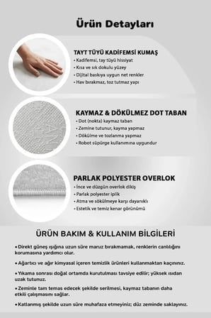 Kaymaz Taban Yıkanabilir Halı – Mutfak, Salon, Yatak Odası için Modern Dijital Baskı Halı (SLNHALI02