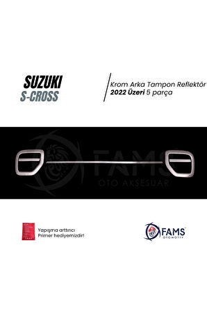 Suzuki S-cross Krom Arka Tampon Uyumlu Reflektör 2022 Üzeri 5 Prç. P.çelik
