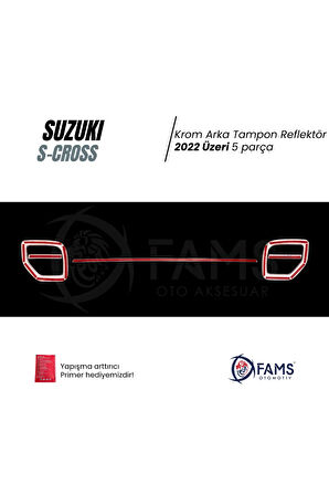 Suzuki S-cross Krom Arka Tampon Uyumlu Reflektör 2022 Üzeri 5 Prç. P.çelik