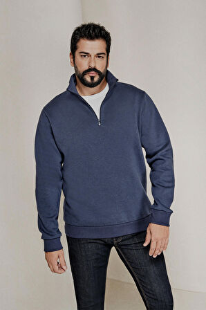 Standart Fit Normal Kesim İçi Polarlı Bato Yaka Pamuklu Sweatshirt