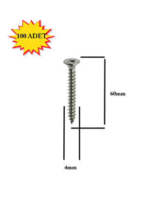 Sunta Vidası 4x60Mm Ahşap Vida Raf Vidası Ahşap Tahta Mobilya Vidası Kısa Vida 100 Adet