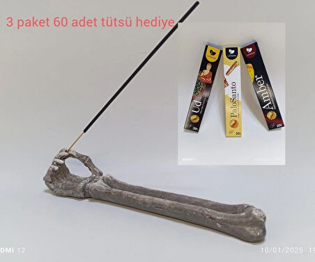 Tedi Sanat Iskelet El Çubuk Tütsülük + 60 Adet Çubuk Tütsü Hediyeli (Amber,ud,palo Santo)