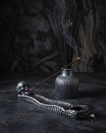 Tedisanat Gotik İskelet Temalı Kuru Kafa Çubuk Tütsü Kayığı