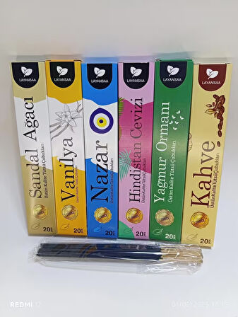 Tedi Sanat Çubuk Tütsü 120 Adet (6 Lı Paket) Layansaa