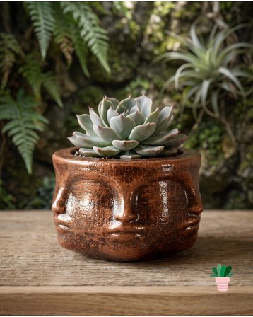 Tedisanat Otantik Terracotta Yüz Figürlü Dekoratif Saksı