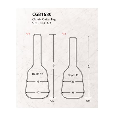 VALENCIA CGB1680 KLASİK GİTAR KILIFI, SCALE 4/4, SİYAH+ RENK, 600D