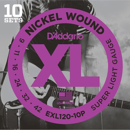 DADDARIO EXL120-10P (10 SET) ELEKTRO GİTAR TEL SETİ, XL, 9-42, NICKEL