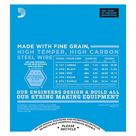 DADDARIO EXL170-5TP (2 SET) BAS GİTAR TEL SETİ , 5 TELLİ, XL, 45-130,