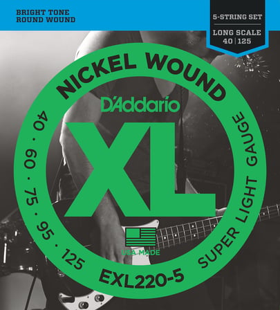DADDARIO EXL220-5 BAS GİTAR TEL SETİ, 5 TELLİ, XL, 40-125, LONG SCAL