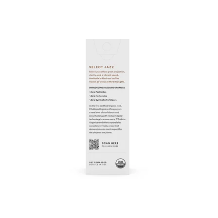 D'Addario Woodwinds Organic Select Jazz Unfiled Tenor Saksafon Kamışı No:2 Medium