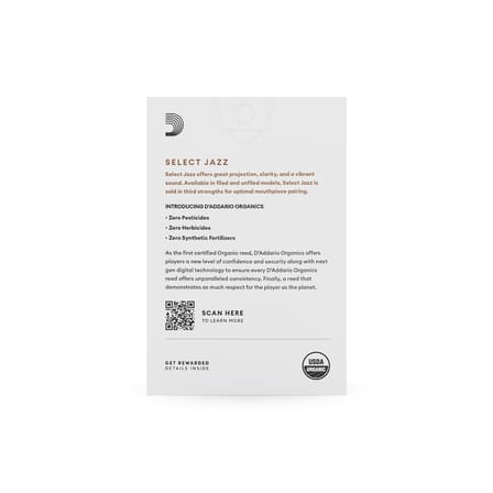 D'Addario Woodwinds Organic Select Jazz Unfiled Alto Saksafon Kamışı No:3 Medium