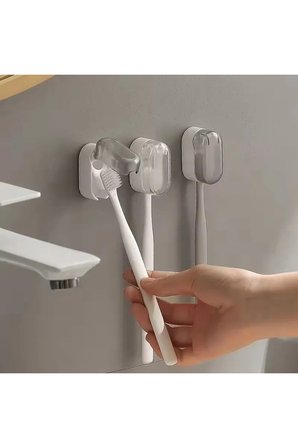 Kendinden yapışkanlı kolay montaj Kapaklı Diş Fırçası Tutucu 2'li Set