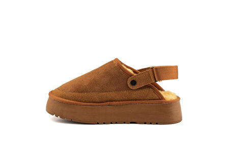 Canberra Kışlık Kadın Ayarlanabilir Kürk Detaylı Yüksek Taban Slipper