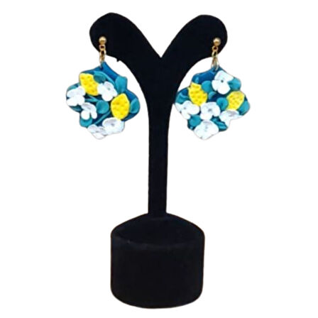 Uretti - Hatice 4962 5914 El Yapımı Asimetrik  Çiçek Polimer Kil Küpe