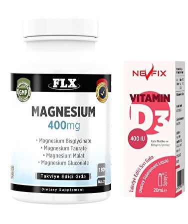 Flx Magnezyum Bisglisinat Malat Taurat Glukonat 180 Tablet + Nevfix 400 Iu Sprey 20 Ml