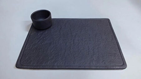 Glaze Mud Et Tabağı Set Siyah Kayrak Serisi 