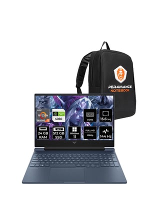 Victus 15 R5 8645HS 24GB RAM 512GB SSD RTX4060/8GB 144Hz 15.6'' FHD W11P Gaming Laptop & ÇANTA