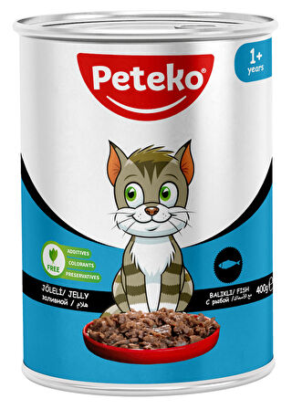 PETEKO 12 ADET JÖLELİ PARÇA ETLİ YETİŞKİN KEDİ YAŞ MAMASI BALIKLI