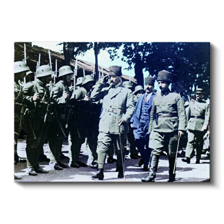 Atatürk ve Askeri Tören - Birlik Denetiminde Kanvas Tablo