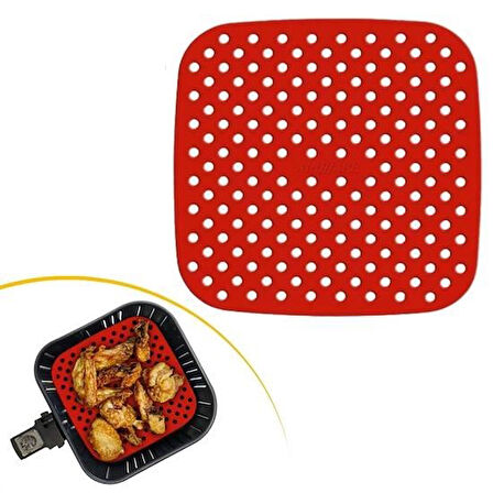 caselka® Renkli Isıya Dayanıklı Yıkanılabilir Silikon Fırın Ve Airfryer Kare Pişirme Matı 21,5 Cm