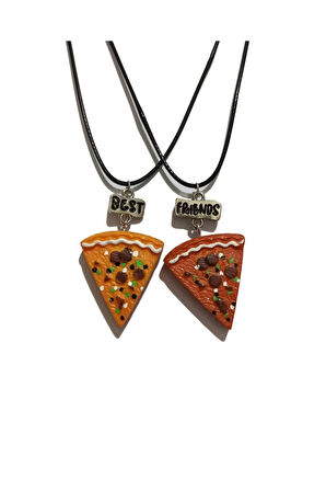 Pizza Dilimi Best Friends Bf 2li Deri Ipli Kolye