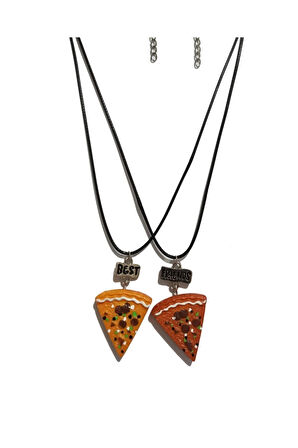 Pizza Dilimi Best Friends Bf 2li Deri Ipli Kolye