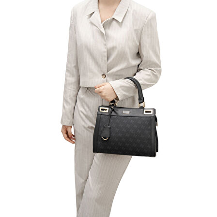 Silver Polo  Kadın Omuz Çantası 1174-46228 SILVER POLO BAYAN ÇANTASI M178 SİYAH-MAT SİYAH