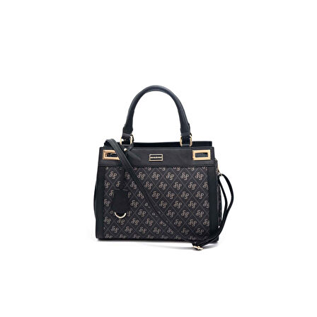 Silver Polo  Kadın Omuz Çantası 1174-46229 SILVER POLO BAYAN ÇANTASI M178 FÜME-MAT SİYAH