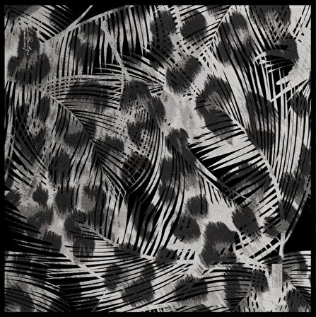 La Boutique Tivil Saf İpek Eşarp 236703 - 49082 Siyah Karışık Desen