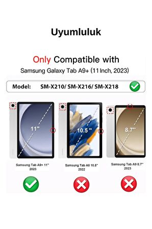 Galaxy Tab A9+ / A9 Plus 11 İnç 2023 Uyumlu Fuchsia Kalem Bölmeli Akıllı Tablet Kılıfı