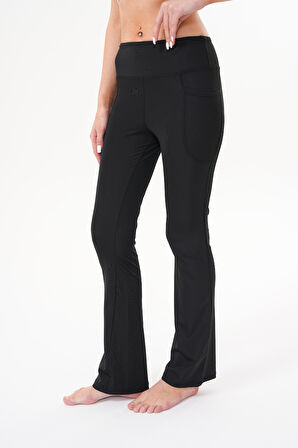 Kadın Yüksek Bel Toparlayıcı Çift Cepli Ispanyol Paça Tayt İSPANYOL-TAYT