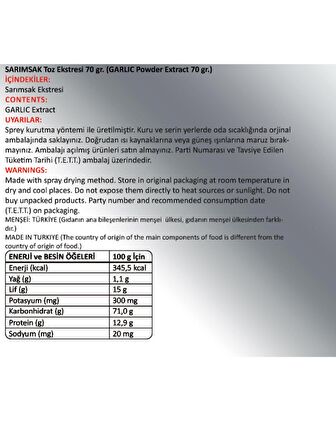 Sarımsak Toz Ekstresi 70 Gr. Cam Kavanoz