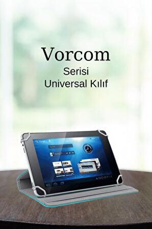 Vorcom Tablet Serisi Uyumlu Universal 10.1 inç Pu Deri Standlı Tablet Kılıfı Ultra﻿Pad-QuartzPro-S Tab7-QuartzLITE