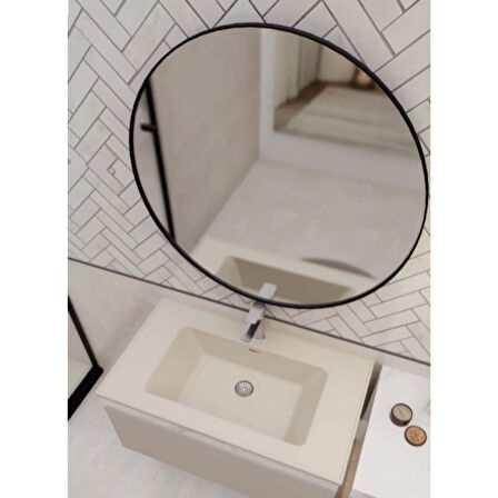 Real Stone ZENITH 80 Etajerli Gri Granit Banyo Lavabosu 80x45