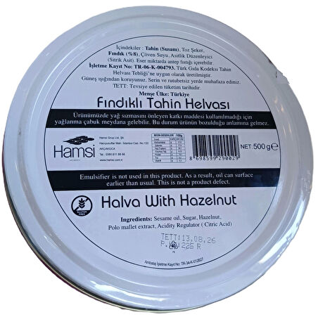 Fındıklı Tahin Helvası 500 gr 1 Adet, Akçakoca