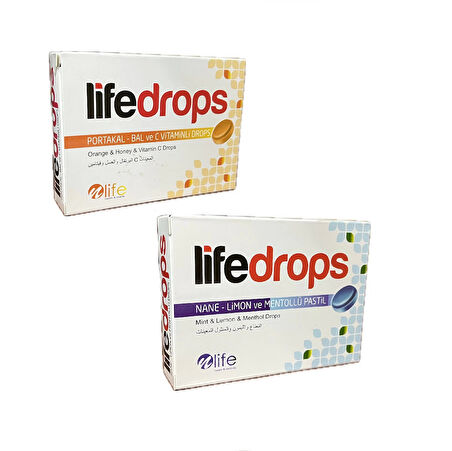 Portakal Bal C Vitamini 24lü+Nane Limon Mentollü 24lü Pastil Drops