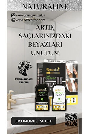 Saç Siyahlaştırıcı Şampuan Saç Rengi Yenileyici Şampuan Unisex 2Adet, Naturaline